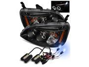 8000K HID For 01 03 Civic 2 4DR Black Halo LED Eyelids Projector Headlights