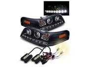 4300K HID For 98 11 Crown Victoria Black DRL LED Strip Projector Headlights