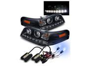 8000K HID For 98 11 Crown Victoria Black DRL LED Strip Projector Headlights