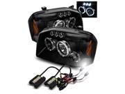 6000K HID For 01 04 Frontier Black Halo LED Eyelids Projector Headlights Lamps