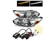 4300K HID For 12 14 Ford Focus Chrome Amber White LED Strip Projector Headlights