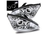 For 00 04 Ford Focus Chrome Dual Angel Eye Halo Projector Headlights Lamps