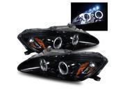 For 04 09 Honda S2000 AP2 Angel Eye Halo Projector Headlights Lamps Glossy Black