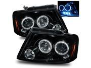 For 04 08 Ford F150 06 08 Lincoln Mark LT Halo Projector Headlights Glossy Black