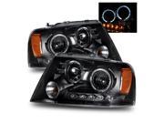 For 04 08 Ford F150 06 08 Lincoln Mark LT Dual Halo Projector Headlights Black