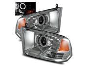 For 09 12 Dodge Ram LED CCFL Angel Eye Halo Projector Headlights Chrome