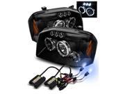 8000K HID For 01 04 Frontier Black Halo LED Eyelids Projector Headlights Lamps