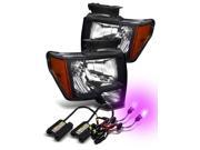 12000K HID For 09 14 Ford F150 Black Amber Reflector Crystal Headlights Lamps