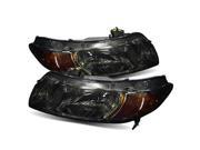 For 06 11 Honda Civic Coupe Smoked Crystal Aftermarket Headlights Lamps Pair