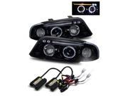 6000K HID For 96 99 Audi A4 Glossy Black Halo LED Eyelids Projector Headlights