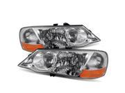 For 02 03 Acura TL w Stock HID Chrome Amber Crystal Headlights Lamps