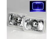 Modifystreet® Blue LED Halo H6014 H6052 H6054 7x6 Semi Sealed Beam Headlights Conversion Kit Chrome Crystal