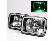 Modifystreet® Green LED Halo H6014 H6052 H6054 7x6 Semi Sealed Beam Headlights Conversion Kit Black Crystal