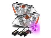 12000K Xenon HID For 02 04 Nissan Altima Chrome Amber Crystal Headlights Lamps