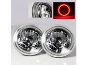 Modifystreet® Hi Power Red SMD Halo Ring H6014 H6015 H6017 H6052 H6024 7 Round Semi Sealed Beam Headlights Conversion Kit Chrome Crystal