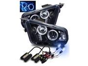 8000K HID For 10 14 Ford Mustang LED Halo Projector Headlights Glossy Black
