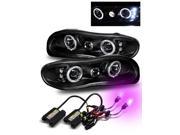 12000K HID For 98 02 Chevy Camaro Black Dual Halo LED Projector Headlights Lamps