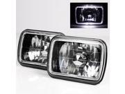 Modifystreet® White LED Halo H6014 H6052 H6054 7x6 Semi Sealed Beam Headlights Conversion Kit Black Crystal