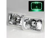 Modifystreet® Green LED Halo H6014 H6052 H6054 7x6 Semi Sealed Beam Headlights Conversion Kit Chrome Crystal