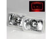 Modifystreet® Red LED Halo H6014 H6052 H6054 7x6 Semi Sealed Beam Headlights Conversion Kit Chrome Crystal