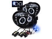 10000K HID For 03 05 Neon SRT 4 Glossy Black Dual Halo LED Projector Headlights