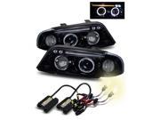 4300K HID For 96 99 Audi A4 Glossy Black Halo LED Eyelids Projector Headlights