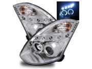 For 03 07 Infiniti G35 2DR Coupe Stock HID Halo Projector Headlights Chrome