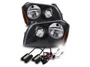 6000K Xenon HID For 05 07 Dodge Magnum Black Amber Crystal Headlights Lamps