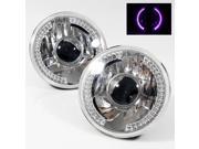 Modifystreet® Purple LED Ring H6014 H6015 H6017 H6052 H6024 7 Round Semi Sealed Beam Projector Headlights Conversion Kit Chrome Crystal