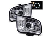 For 05 09 Mustang 2010 Style CCFL Angel Eye Halo Projector Headlights Chrome