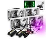 Modifystreet® 12000K H4-2 HID + 4PC Green LED Ring H4651/H4652/H4656/H4666 4x6 Semi-Sealed Beam Projector Headlights Conversion Kit - Chrome Crystal Modifystreet® 12000K H4-2 HID + 4PC Green LED Ring H4651/H4652/H4656/H4666 4x6 Semi-Sealed Beam Projector Headlights Conversion Kit - Chrome Crystal