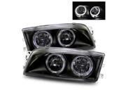 For 97-02 Mitsubishi Mirage 4DR DE/LS/ES Angel Eye Halo Crystal Headlights Black For 97-02 Mitsubishi Mirage 4DR DE/LS/ES Angel Eye Halo Crystal Headlights Black
