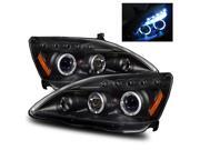 For 03-07 Honda Accord LED/Angel Eye Halo Projector Headlights Lamps Black For 03-07 Honda Accord LED/Angel Eye Halo Projector Headlights Lamps Black