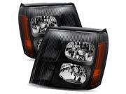 For 2002 Cadillac Escalade Halogen Type Black/Amber Crystal Headlights Lamps For 2002 Cadillac Escalade Halogen Type Black/Amber Crystal Headlights Lamps