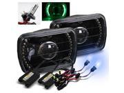 Modifystreet® 8000K H4-2 HID + Green LED Ring H6014/H6052/H6054 7x6 Semi-Sealed Beam Projector Headlights Conversion Kit - Black Housing Modifystreet® 8000K H4-2 HID + Green LED Ring H6014/H6052/H6054 7x6 Semi-Sealed Beam Projector Headlights Conversion Kit - Black Housing