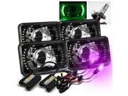 Modifystreet® 12000K H4-2 HID + 4PC Green LED Ring H4651/H4652/H4656/H4666 4x6 Semi-Sealed Beam Projector Headlights Conversion Kit - Black Crystal Modifystreet® 12000K H4-2 HID + 4PC Green LED Ring H4651/H4652/H4656/H4666 4x6 Semi-Sealed Beam Projector Headlights Conversion Kit - Black Crystal