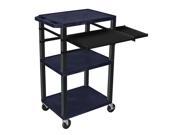 Topaz Blue 42 Presentation Cart Black Legs Keyboard Pullout Shelf And Side Pullout Shelf