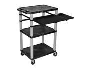 Black 42 Tuffy Presentation Station Nickel Legs With Keyboard Pullout Shelf And Side Pullout Shelf