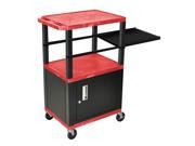 Red 42 Tuffy Presentation Station Black Legs Steel Locking Cabinet With Side Pullout Shelf