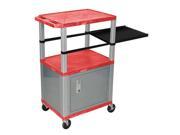 Red 42 Tuffy Presentation Station Nickel Legs Steel Locking Cabinet With Side Pullout Shelf