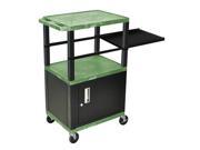 Green 42 Presentation Cart Black Legs With Black Cabinet Side Pullout Shelf