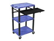 Blue 42 Tuffy Presentation Station W Black Legs Pullout Keyboard Shelf And Side Pullout Shelf With Electric