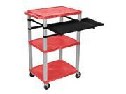 Red 42 Presentation Cart Nickel Legs Keyboard Pullout Shelf And Side Pullout Shelf