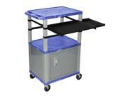 Blue 42 Presentation Cart Nickel Legs With Nickel Cabinet Keyboard Pullout Shelf And Side Pullout Shelf