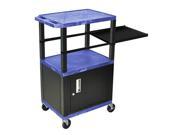 Blue 42 Presentation Cart Black Legs With Black Cabinet Side Pullout Shelf