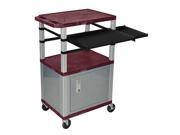 Burgundy 42 Presentation Cart Nickel Legs With Nickel Cabinet Keyboard Pullout Shelf And Side Pullout Shelf