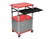 Red 42 Presentation Cart Nickel Legs With Nickel Cabinet Keyboard Pullout Shelf And Side Pullout Shelf