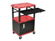 Red 42 Presentation Cart Black Legs With Black Cabinet Keyboard Pullout Shelf And Side Pullout Shelf