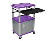 Purple 42 Presentation Cart Nickel Legs With Nickel Cabinet Keyboard Pullout Shelf And Side Pullout Shelf