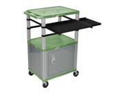 Green 42 Presentation Cart Nickel Legs With Nickel Cabinet Keyboard Pullout Shelf And Side Pullout Shelf